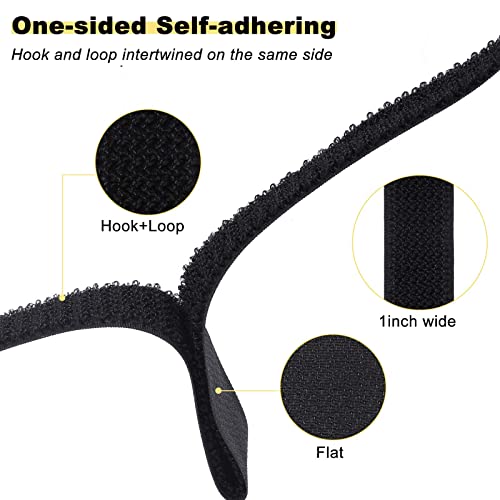 YMCRLUX 1.5"x32ft Hook and Loop Straps with 30 Metal Buckles, Adjustable Fastening Cable Straps, Cut-to-Length Cinch Strap, Reusable Nylon Securing Cord Ties for Organizer or Storage, Black