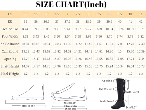 Syktkmx Womens Strappy Motorcycle Knee High Boots Winter Lace Up Riding Flat Low Heel Shoes, Dark Brown, Size 10