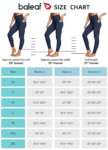 BALEAF Plus Size Leggings Long Leggings for Tall Women Workout Athletic Legging 27" with Deep Pockets Full Length High Waist Soft Yoga Running Pants Black S