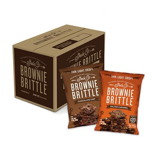 Sheila G's Brownie Brittle – Chocolate Chip & Salted Caramel Thin and Crispy Sweet Snacks (Pack of 20, 1 oz), Rich Gourmet Brownie Bites Dessert