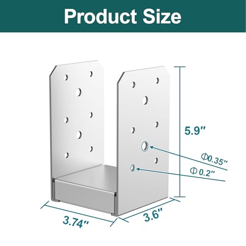 SPACEEUP 4x4 Post Base 2 Pcs, Internal 3.5" x 3.5" Post Anchor Adjustable Post Base Stainless Steel Concrete Post Anchor for Pavilion Deck Railing Support Decorative Anchor Plate
