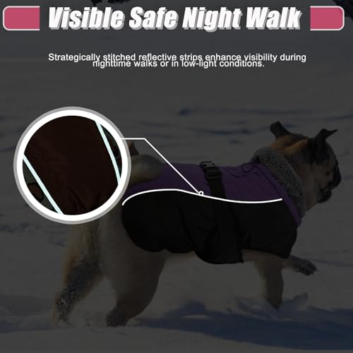 DENTRUN Warm Winter Coat Cold Weather Jacket Windproof Fleece Vest Reflective Outwear Waterproof Snowsuit Cozy Turtleneck Apparel for Small Dogs, S