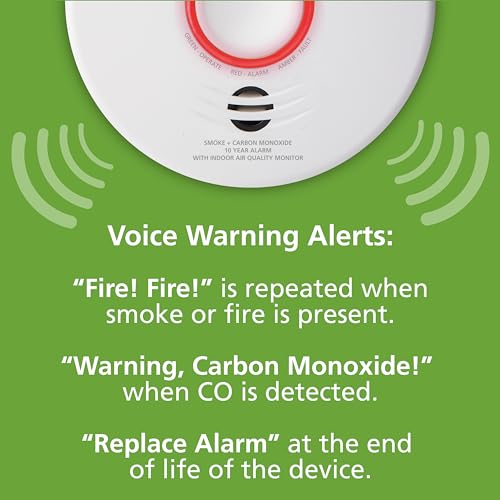 Kidde Smart Smoke & Carbon Monoxide Detector & Indoor Air Quality Monitor, WiFi, Alexa Compatible Device, Hardwired w/Battery Backup, Voice & App Alerts