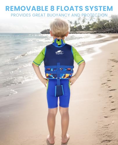 Gogokids Toddler Swim Vest, Kids Float Jacket with Dual Adjustable Strap, Child Swimming Pool Vest for 2-8 Years Swimming Learning