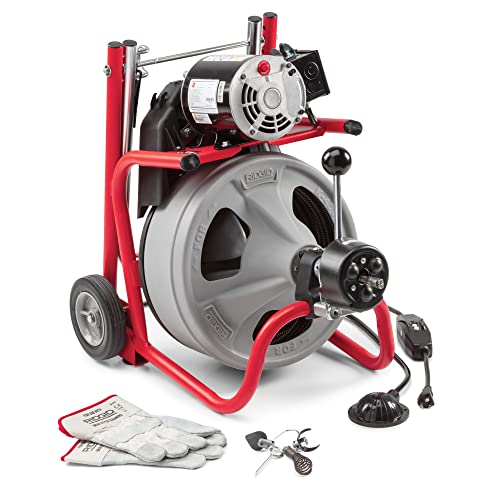 RIDGID 26998 Model K-400 Drain Cleaning 120-Volt Drum Machine Kit with C-45IW 1/2" x 75' Cable, White, Black, Red