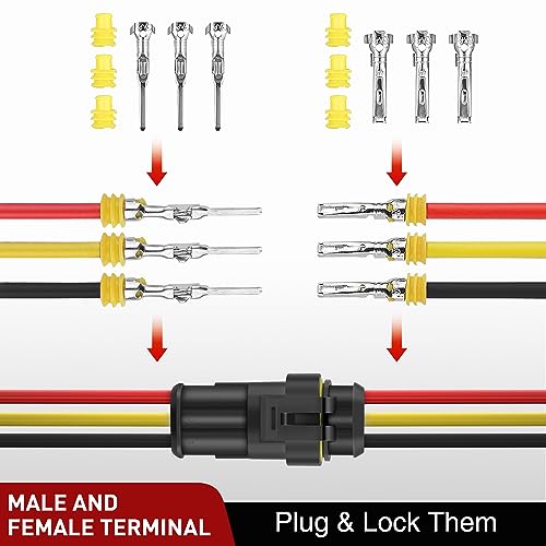 Nilight 622PCS 1 2 3 4 5 6 Pin Electrical Connector ‎Plug Male Female Terminal Wire Connector Waterproof Quick Connect Set for Car Truck Motorcycle Marine Boat 43 Sets