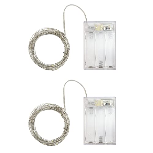 Yalilong 2 Pack with Timer Function Battery Operated Dewdrop Led Lights,Mini Fairy Lights for Home Parties Christmas/Halloween Holiday Decoration,6 Hours on/18 Hours Off,30 LEDs,10 Feet (Blue)