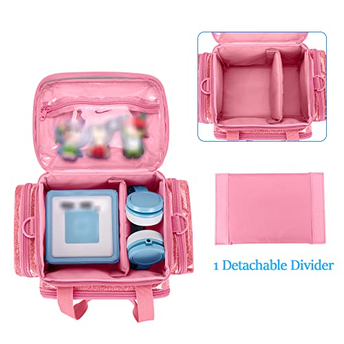 LoDrid Carrying Case Compatible with Tonie, Storage Bag Organizer for Audio Player Set and Accessories with Handle and Shoulder Strap, Pink, Bag Only (Patent Design)