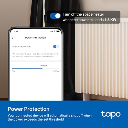 TP-Link Tapo Wi-Fi Smart Plug, 𝗘𝗻𝗲𝗿𝗴𝘆 𝗠𝗼𝗻𝗶𝘁𝗼𝗿𝗶𝗻𝗴, Compatible with Alexa & Google Home & Samsung SmartThings, Timer, 15A/1800W Max, ETL Certified, 2.4G Wi-Fi Only, Tapo P115(2-Pack)