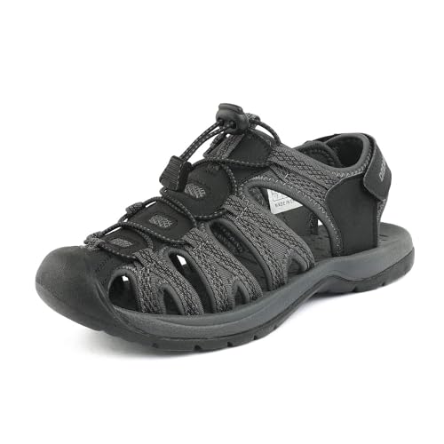 DREAM PAIRS Womens Closed Toe Hiking Summer Outdoor Sport Athletic Sandals,Size 10,Black/Dark/Grey,160912-women sandals