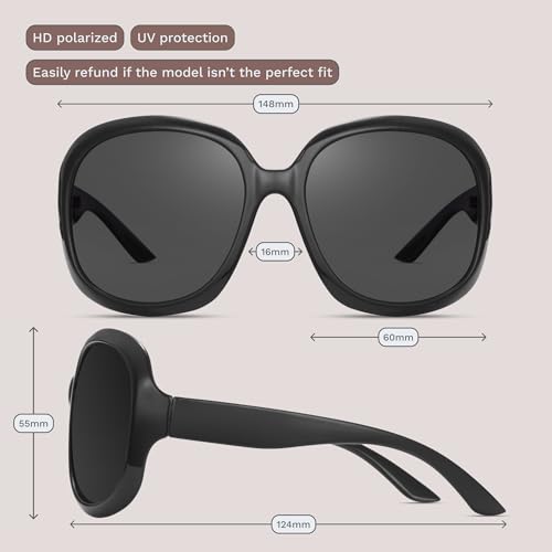 miyya Bug Eye Oversized Polarized Sunglasses Womens, Trendy Retro Sun Glasses for Women 2024, Oversized UV Protection Shades