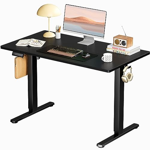 SMUG Standing Desk, Adjustable Height Electric Sit Stand Up Down Computer Table, 40x24 Inch Ergonomic Rising Desks for Work Office Home, Modern Lift Motorized Desktop Workstation, Black