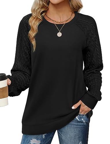 Womens Sweatshirts No Hood Trendy Long Sleeve Tunics or Tops to Wear with Leggings S