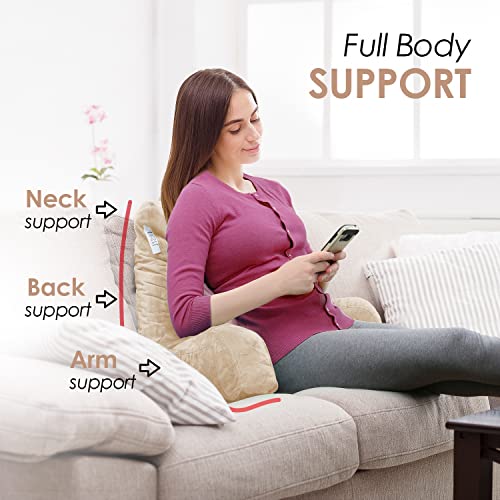 Nestl Reading Pillow Large Bed Pillow, Back Pillow for Sitting in Bed Shredded Memory Foam Chair Pillow, Reading & Bed Rest Pillows Ice Blue Back Pillow for Bed, Bed Chair Arm Pillow with Pockets
