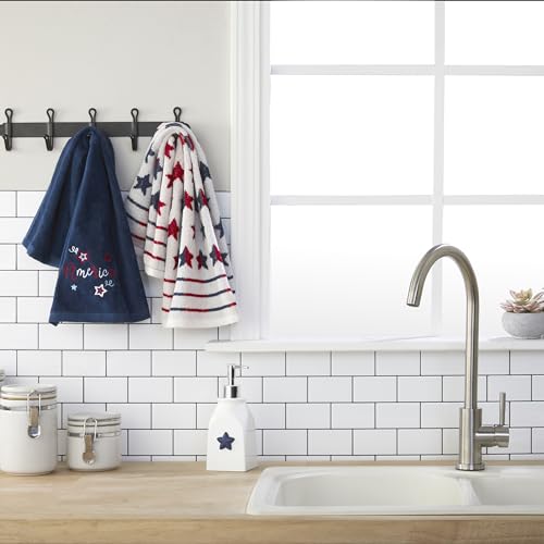 SKL Home Patriotic 4th of July America Script Hand Towel Set, Navy
