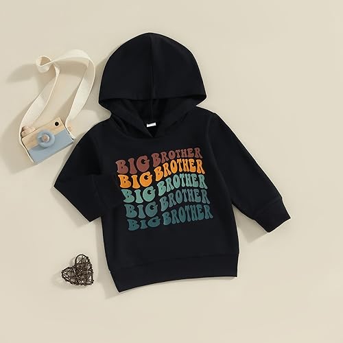 Canis Kids Toddler Baby Boys Big Brother Sweatshirt Long Sleeve Hoodie Top Sibling Reveal Announcement（Grey,12-18 Months