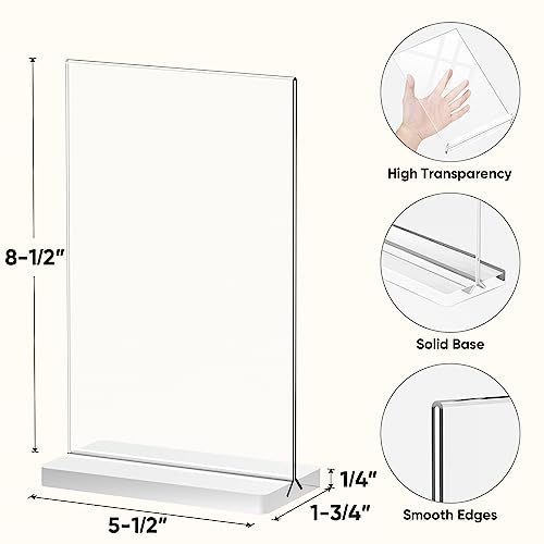 TICONN 3 Pack Acrylic Sign Holder, Double-Sided Display Stand for Countertops, Acrylic Stands for Display in Offices, Restaurants, and Events (5.5"x8.5")