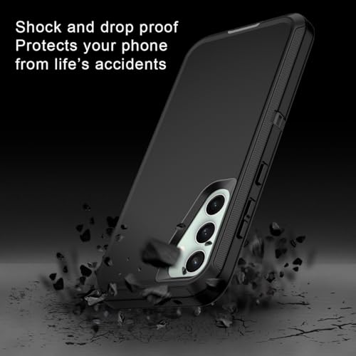 I-HONVA for Samsung Galaxy S23 FE 5G Case Shockproof Dust/Drop Proof 3-Layer Full Body Protection [Without Screen Protector] Rugged Heavy Duty Cover Case for Galaxy S23 FE 5G,Black