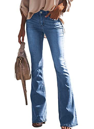 Sidefeel Women's High Waisted Bell Bottoms Bootcut Jeans Flared Wide Leg Denim Pants Black Size 4