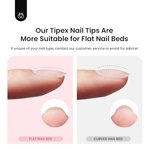 Beetles Tipex Instant Apex Nail Tips,120Pcs Pre-building Pre-Etched Gel Nail Tips Long Coffin Thicker Acrylic Nails Strong Full Cover False Nail Extension Building Gel Press-on Nails for Flat Nails