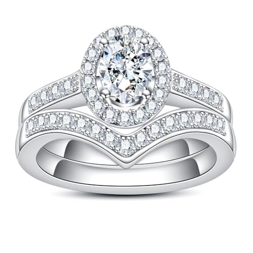 AimiIee Moissanite Wedding Rings Set Oval Cut Bridal Set 1.525CTTW D Color VVS1 Clarity 925 Sterling Silver Engagement Promise Rings for Women with Certificate 5