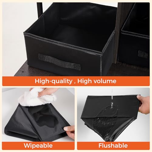 Dwanton Litter Box Enclosure with 2 Storage Shelves and 2 Drawers, 2-in-1 Hidden Cat Litter Box Enclosure Furniture with Shelf, Reversible Entrance, Washable Drawers, 50-Inch, Dark Gray