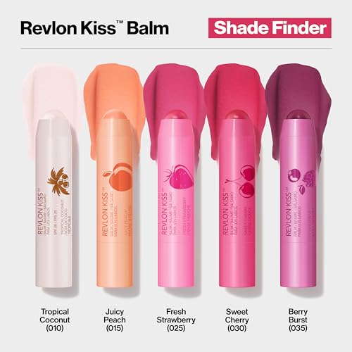 Revlon Lip Balm, Kiss Tinted Lip Balm, Face Makeup with Lasting Hydration, SPF 20, Infused with Natural Fruit Oils, 035 Berry Burst, 0.09 Oz