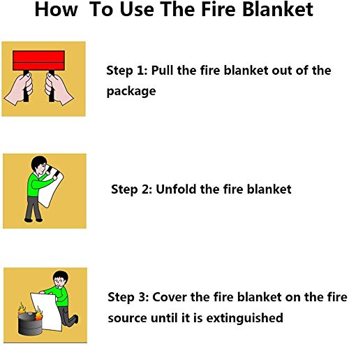 Mata Leon Fire Blankets Fiberglass Retardant Blanket - 3.3x3.3ft Square Fire Suppression Tool Emergency Survival Kit Durable for Accidental Safety for Home Office Fireplace Car Kitchen(2 Packs)