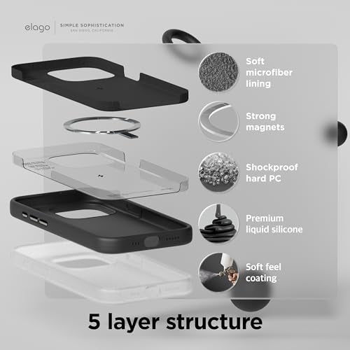 elago Magnetic Silicone Case Compatible with iPhone 15 Pro Case 6.1 Inch Compatible with All MagSafe Accessories - Built-in Magnets, Soft Grip Silicone, Shockproof (White)