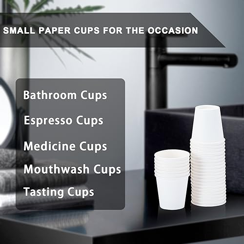 SIUQ 1200 Pack 3 oz Paper Cups, Small Disposable Bathroom Mouthwash Cups, Espresso Cups,Mini White Paper Cups 3 Ounce for Parties, Bathroom, Picnics, Travel and Events