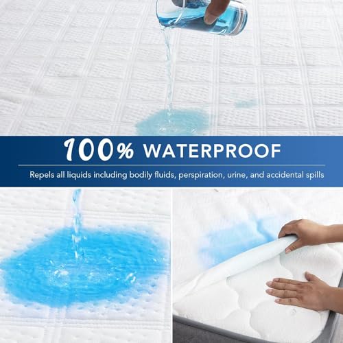 Twin Mattress Protector Waterproof Twin Size Mattress Pad Cover Washable Soft Terry Cooling Breathable Noiseless deep Pocket Matress Protector Twin Vinyl-Free 39" x 75"