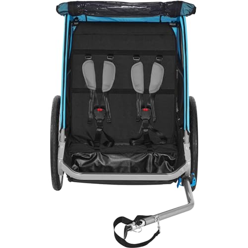 VEVOR Bike Trailer for Toddlers, Kids, 60 lbs Load, Tow Behind Foldable Child Bicycle Trailer with Universal Bicycle Coupler, Canopy Carrier with Strong Carbon Steel Frame for Children, Blue and Gray