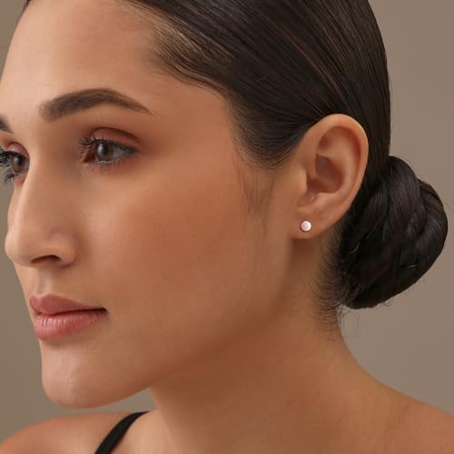 Charmsy 925 Sterling Silver Rose Gold-Plated Tiny Dot Stud Earrings for Women Teen 5MM Hypoallergenic High Polish Finish Studs Earring