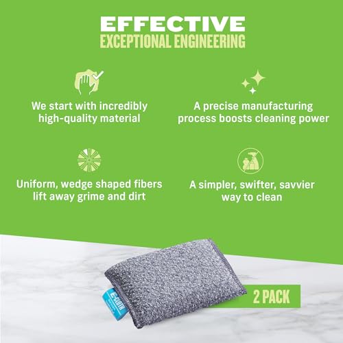 E-Cloth Non-Scratch Scrubbing Pads - Scrubbing Dish Sponges Kitchen Cleaning Kit - Reusable Scrubber Sponges for Dishes and Cleaning - Non-Scratch Scrubbers for Cleaning - 2-Pack