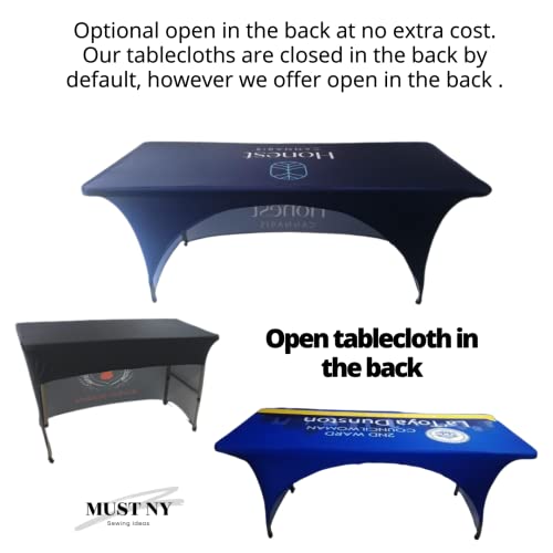 Customized Tablecloth 4FT 6 FT 8 FT Table Runner Personalized Tablecloth for Tradeshow Events Birthday Wedding Anniversary Tradeshow Mantel Personalizado (Rectangular Spandex 4 FT)