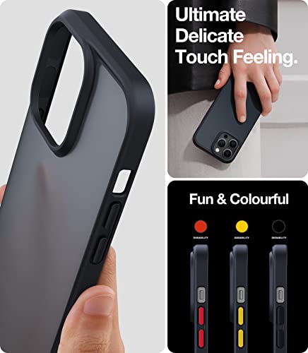 TORRAS Shockproof for Phone 14 Pro Max Case, Military Grade Drop Protection, Silicone for Phone 14 Pro Max Case, Slim Thin Semi-Clear Case for Phone 14 ProMax Case, Black-Guardian Series