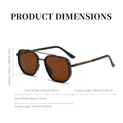 BOBUXLIIN Retro Pilot Sunglasses for Women Square Polarized UV400 Protection Tangle-Free Design
