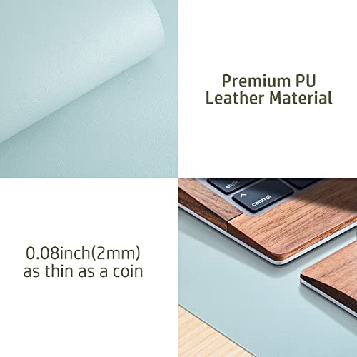 Aothia Leather Desk Pad Protector, Office Desk Mat, Large Mouse Pad, Non-Slip PU Leather Desk Blotter, Laptop Desk Pad, Waterproof Desk Writing Pad for Office and Home (Jungle Green, 11" x 8.5")