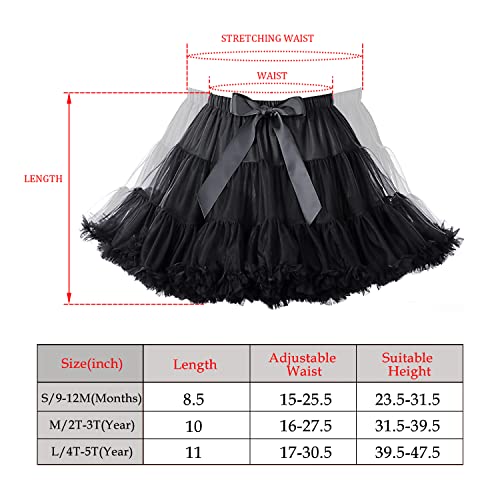 BEAUTY DY Tutu Toddler, Petticoat Toddler Pettiskirt Tutu Skirt for Baby Girls(Black/Pink/White/Red/Wine Red), Medium