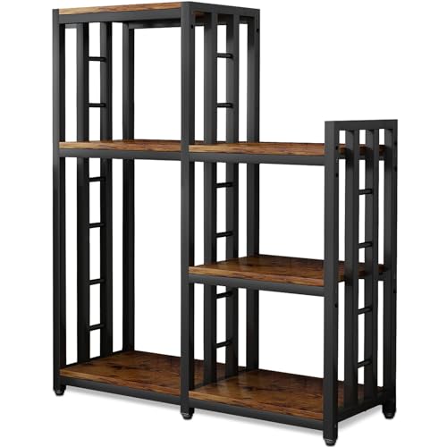 6-Tier Kitchen Bakers Rack Storage Shelf with Wheels, Utility Plant Stand/ Mini Fridge & Microwave Oven Stand Table, Coffee Bar, Adjustable Kitchen Shelves Freestadning for Home Office Patio