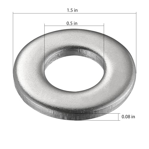 Wensilon (30Pcs) 1/2" x1-1/2 Stainless Steel 304 Metal Flat washers for Screws and Bolts, Suitable for Factory Maintenance, Kitchen, Store and Outdoor Construction