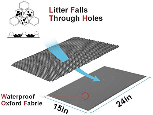 Pieviev Cat Litter Mat Double Layer Waterproof Urine Proof Trapping Mat 1 Pack (Black, 24x15 Inch (Pack of 1))