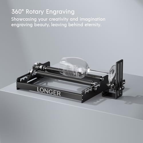 LONGER Laser Engraver Rotary Roller, Y-axis Rotary Roller 360° Rotation for Laser Engraver Engraving Cylindrical Objects Tumblers Cans Cups Bottles, Adjustable 6-200mm Diameters