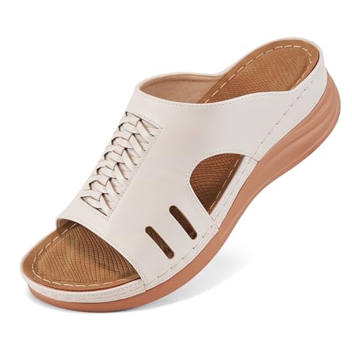 HARENCE Wedge Sandals for Women Dressy: Comfortable Platform Sandals Slip On Open toe Casual Walking Beach Sandal