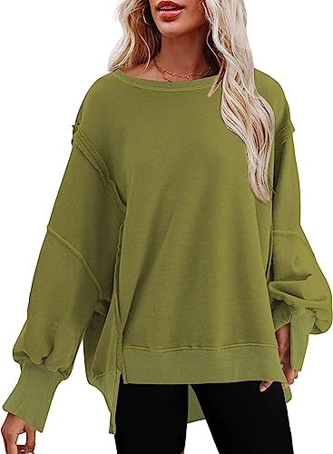 SHEWIN Womens Sweatshirt Casual Long Sleeve Loose Pullover Tops Lightweight Oversized Sweatshirts Trendy Fall Clothes for Women 2024 N Pink Purple Medium