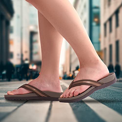 Thearches Women's Orthotic Flip Flops Arch Support Sandals for Plantar Fasciitis Flat Feet Heel Pain Relief, Supportive Beach Toe-post Sandals, Comfort Walking Flip Flop Slides