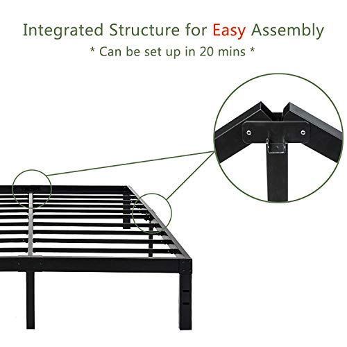 45MinST 14 Inch Platform Bed Frame/Easy Assembly Mattress Foundation / 3000lbs Heavy Duty Steel Slat/Noise Free/No Box Spring Needed, Twin