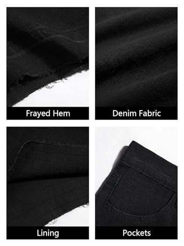 Fisoew Womens Denim Maxi Skirt Casual High Waist A-Line Frayed Irregular Hem Long Jean Skirt