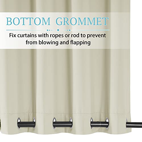 RYB HOME Windproof Outdoor Curtains - Waterproof Blackout Shade Thermal Insulated Drapes for Patio Screen Porch Gazebo Canopy Pergola Garage Sun Room, W 52 x L 90, 2 Panels, Light Grey