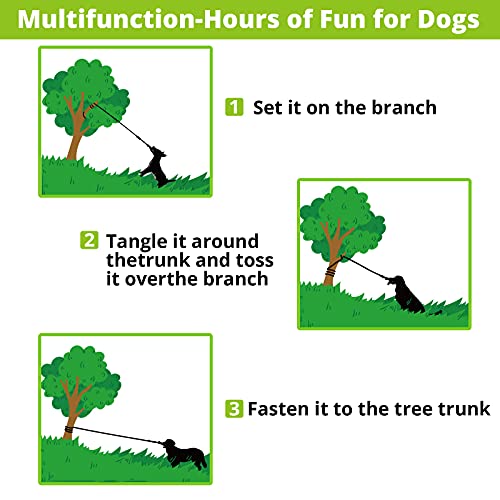 HOKINETY Dog Hanging Bungee Tug Toy: Interactive Tether Tug-of-War for Pitbull Small to Large Dogs to Exercise and Fun Solo Play - Durable Retractable Tugger Dog Rope Toy with 2 Chew Rope Toys